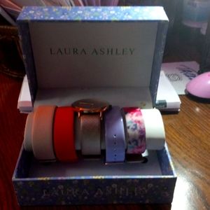 Laura Ashley band-changing watch with mirror rose gold watch base